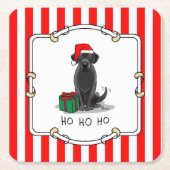 クリスマスサンタブラックラブラドールリトリエバーキュート スクエアペーパーコースター (正面)