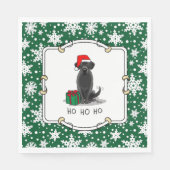 クリスマスサンタブラックラブラドールリトリエバーキュート スタンダードランチョンナプキン (正面)