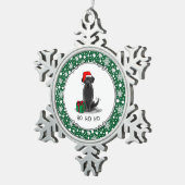 クリスマスサンタブラックラブラドールリトリエバーキュート スノーフレークピューターオーナメント (右)