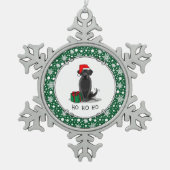 クリスマスサンタブラックラブラドールリトリエバーキュート スノーフレークピューターオーナメント (正面)