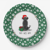 クリスマスサンタブラックラブラドールリトリエバーキュート ペーパープレート (正面)
