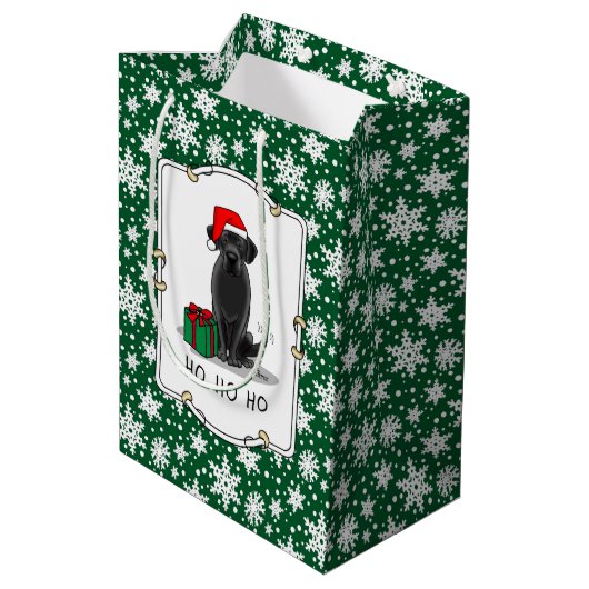 クリスマスサンタブラックラブラドールリトリエバーキュート ミディアムペーパーバッグ (裏面アングル)