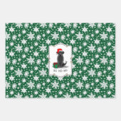 クリスマスサンタブラックラブラドールリトリエバーキュート ラッピングペーパーシート (正面)