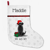 クリスマスサンタブラックラブラドールリトリエバーキュート ラージクリスマスストッキング (正面)