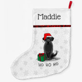 クリスマスサンタブラックラブラドールリトリエバーキュート ラージクリスマスストッキング (裏面)