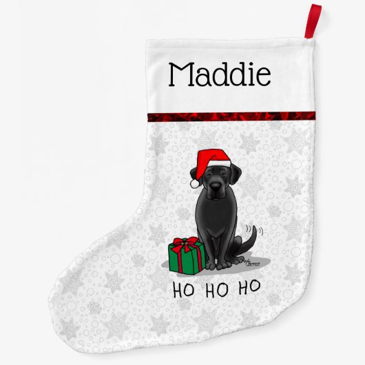 クリスマスサンタブラックラブラドールリトリエバーキュート ラージクリスマスストッキング (裏面)