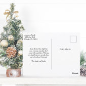 クリスマスサンタブルー二面飛行機&フォトおもしろい ポストカード