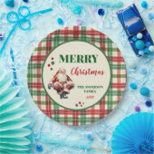 クリスマスサンタプレ市松模様にイドパーティー紙プレート ペーパープレート (パーティー)