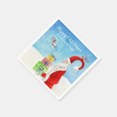 クリスマスサンタベアリングギフト紙ナプキン スタンダードカクテルナプキン (角)