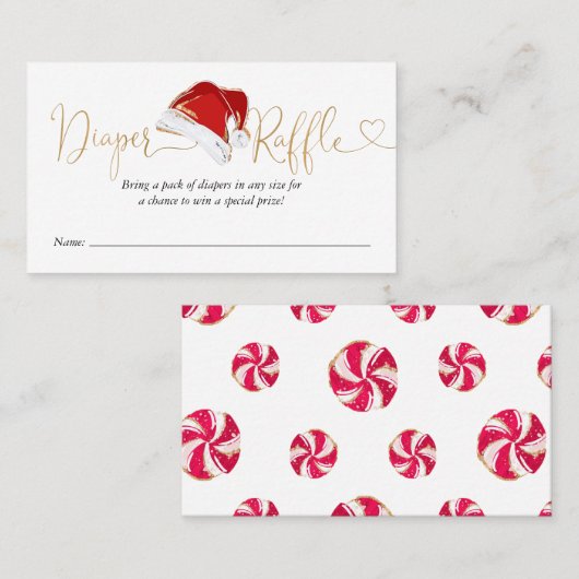 クリスマスサンタベビーおむつラッフルエンクロージャカード 名刺 (正面/裏面)