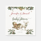 クリスマスサンタベビーウィンターレッドグリーンベビーシャワー スタンダードカクテルナプキン (正面)