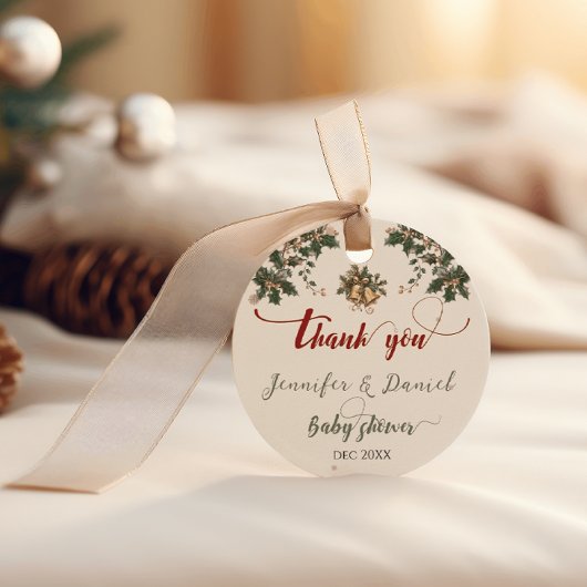 クリスマスサンタベビーウィンターレッドグリーンベビーシャワー フェイバータグ