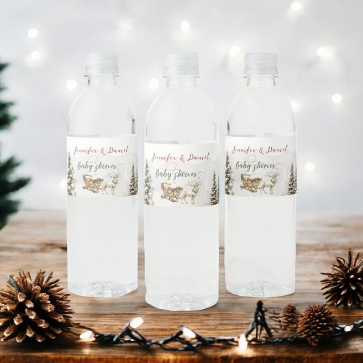 クリスマスサンタベビーウィンターレッドグリーンベビーシャワー ペットボトルラベル