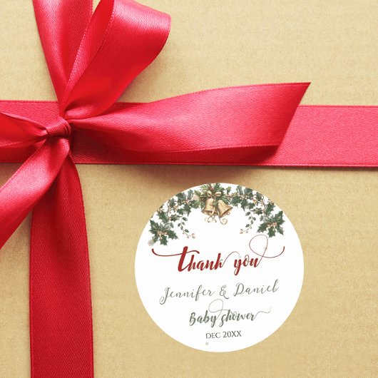 クリスマスサンタベビーウィンターレッドグリーンベビーシャワー ラウンドシール