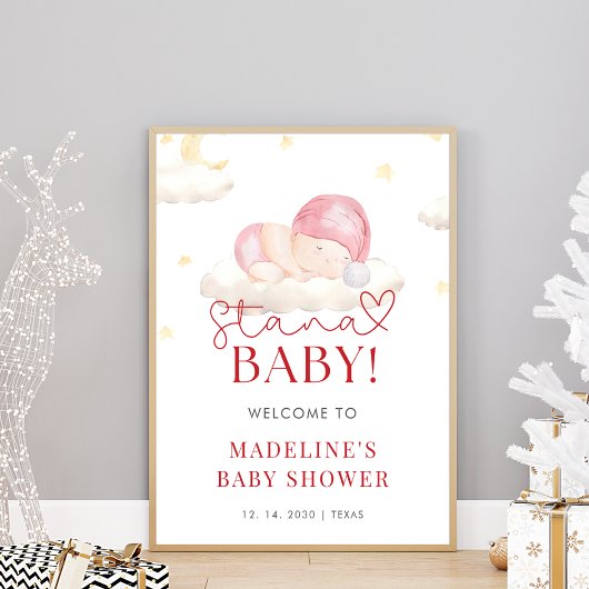 クリスマスサンタベビーガールシャワーへようこそ フォトプリント           