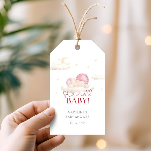 クリスマスサンタベビーガールシャワー ギフトタグ