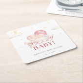 クリスマスサンタベビーガールシャワー スクエアペーパーコースター (アングル)