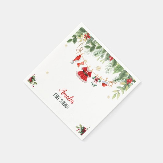 クリスマスサンタベビーガール服ベビーシャワー スタンダードカクテルナプキン (角)