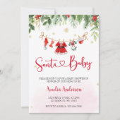 クリスマスサンタベビーガール服ベビーシャワー 招待状 (正面)