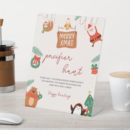 クリスマスサンタベビーシャワーおしゃぶり狩りゲーム 台座サイン (インサイチュ)