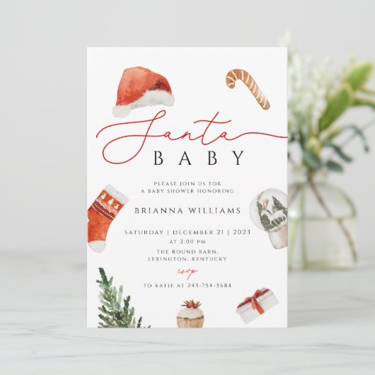 クリスマスサンタベビーシャワークリスマス 招待状 (スタンド正面)