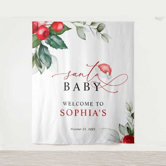 クリスマスサンタベビーシャワータペストリー タペストリー (正面)