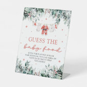 クリスマスサンタベビーシャワーベビーの食べ物を推測 台座サイン (正面)