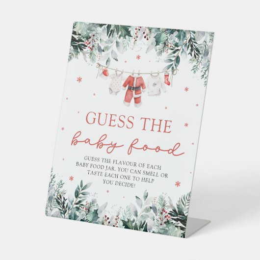 クリスマスサンタベビーシャワーベビーの食べ物を推測 台座サイン (正面)