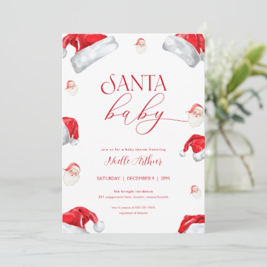 クリスマスサンタベビーシャワー招待状 招待状 (スタンド正面)