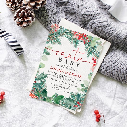 クリスマスサンタベビーシャワー招待状 招待状