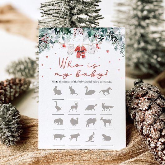 クリスマスサンタベビーシャワー誰が私のベビーゲーム 招待状