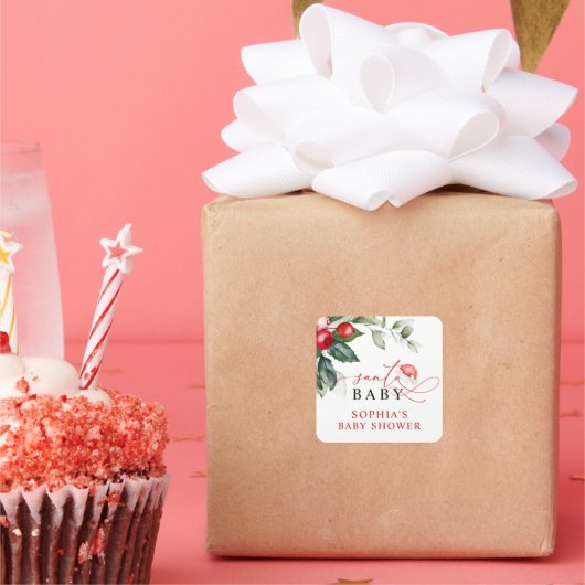 クリスマスサンタベビーシャワー スクエアシール (パーティー)