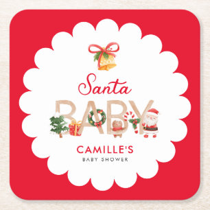 クリスマスサンタベビーシャワー スクエアペーパーコースター