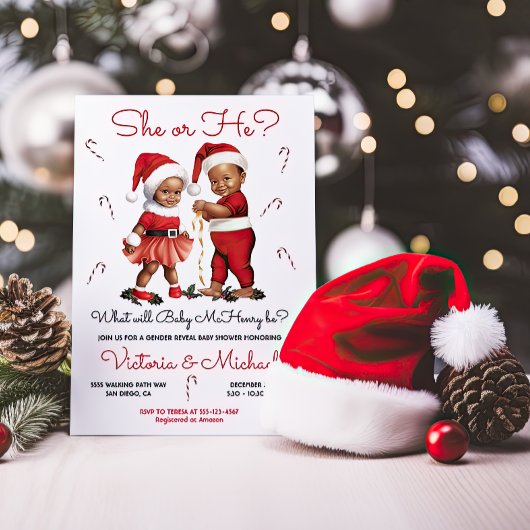 クリスマスサンタベビージェンダーが赤ちゃんシャワーを明かす 招待状