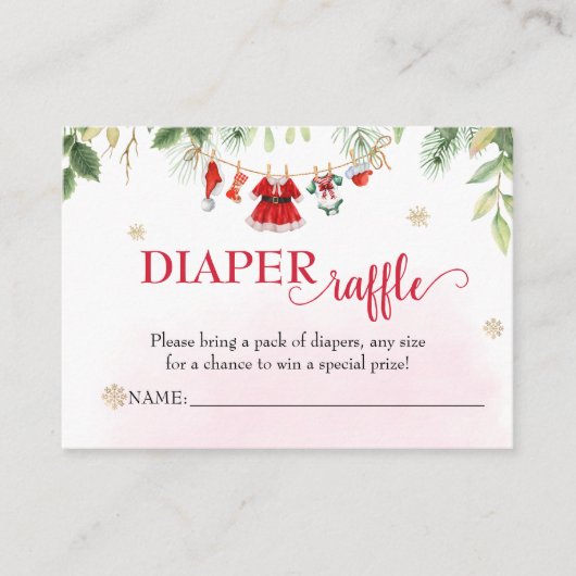 クリスマスサンタベビーフェイスおむつラッフルチケット エンクロージャーカード (正面)