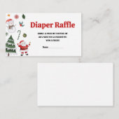 クリスマスサンタベビーベビーシャワーおむつラッフル エンクロージャーカード (正面/裏面)