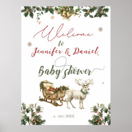 クリスマスサンタベビー冬の赤ちゃんシャワーへようこそ ポスター