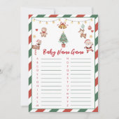 クリスマスサンタベビー名赤ちゃんシャワーゲームカード 招待状 (正面)