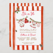 クリスマスサンタベビー物干しジェンダーの暴露 招待状 (正面/裏面)