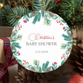 クリスマスサンタベビー男女中立パーソナライズされた ラウンドシール