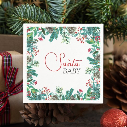 クリスマスサンタベビー男女中立 スタンダードカクテルナプキン