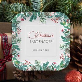 クリスマスサンタベビー男女中立 ペーパープレート