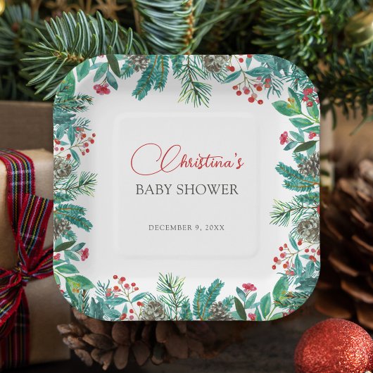 クリスマスサンタベビー男女中立 ペーパープレート