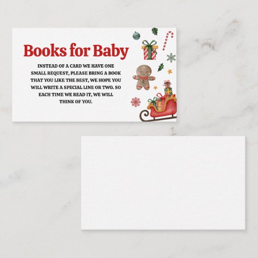 クリスマスサンタベビー赤ちゃんシャワーブックベビー エンクロージャーカード (正面/裏面)