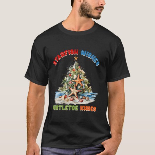 クリスマスサンタホビーチサマーおもしろい7月スターフィス Tシャツ (正面)