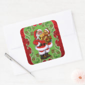 クリスマスサンタホリデーおもしろいシール スクエアシール (封筒)