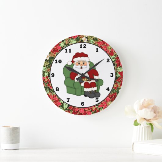 クリスマスサンタホリデーの壁時計 ラージ壁時計 (ホーム)
