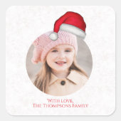 クリスマスサンタホリデーカワイイシンプルーお洒落ハット スクエアシール (正面)