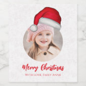 クリスマスサンタホリデーカワイイシンプルーお洒落ハット ワインラベル (シングルラベル)