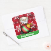 クリスマスサンタホリデー漫画のステッカー スクエアシール (封筒)